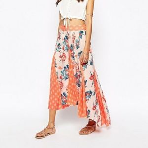 Free People Honeysuckle Hi Low Gauze Floral Skirt